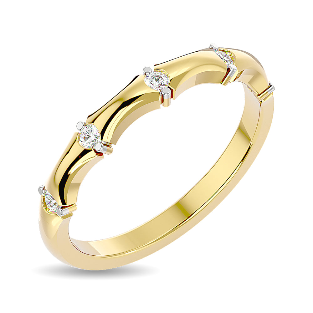 Anillo Apilable con Diamantes de 1/8 qt en Oro Amarillo de 14k