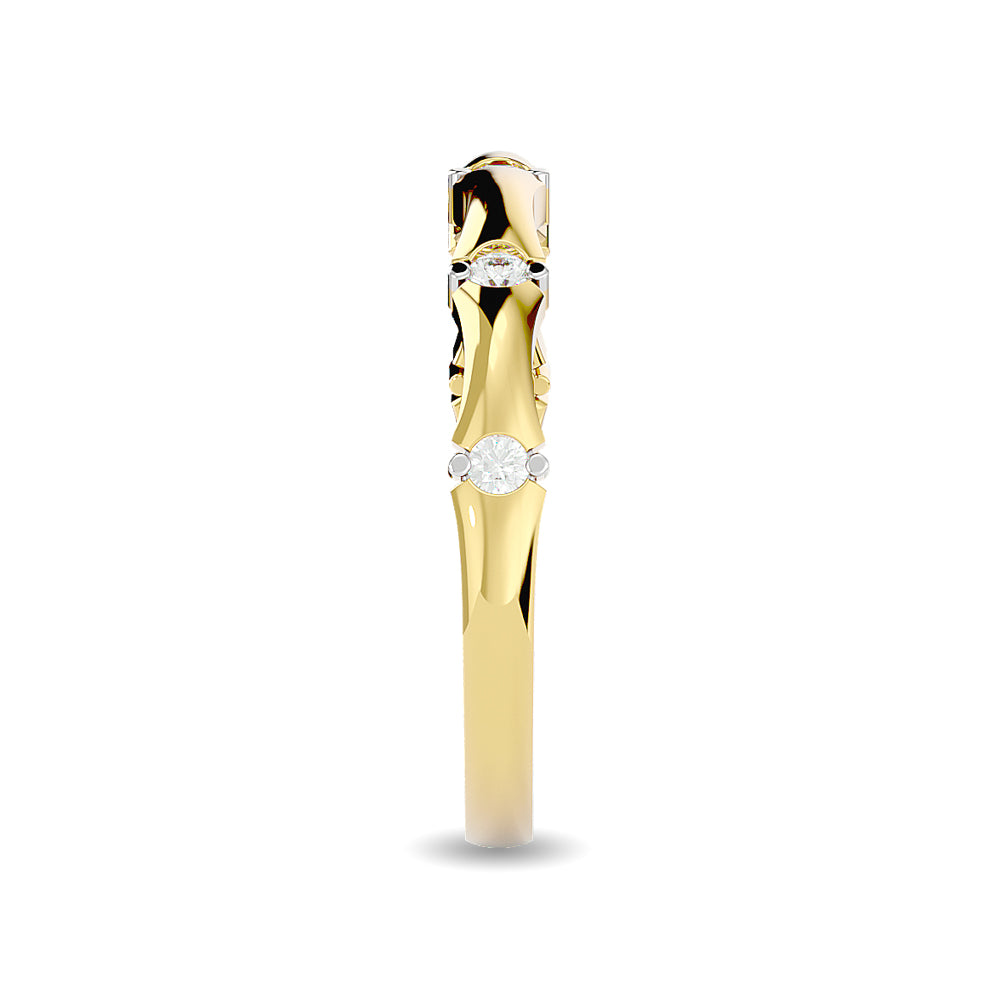 Anillo Apilable con Diamantes de 1/8 qt en Oro Amarillo de 14k