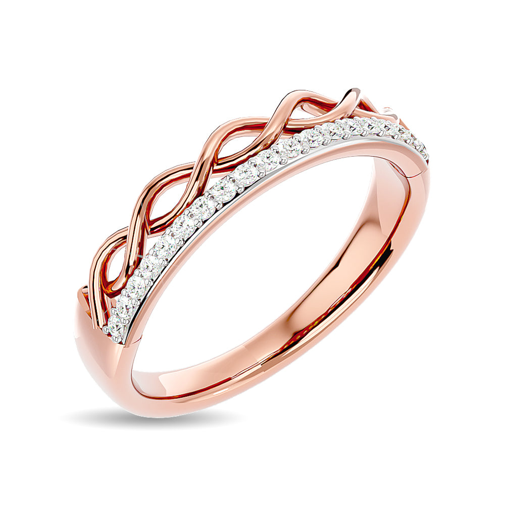 Anillo Apilable con Diamantes de 1/8 qt en Oro Rosa de 14k