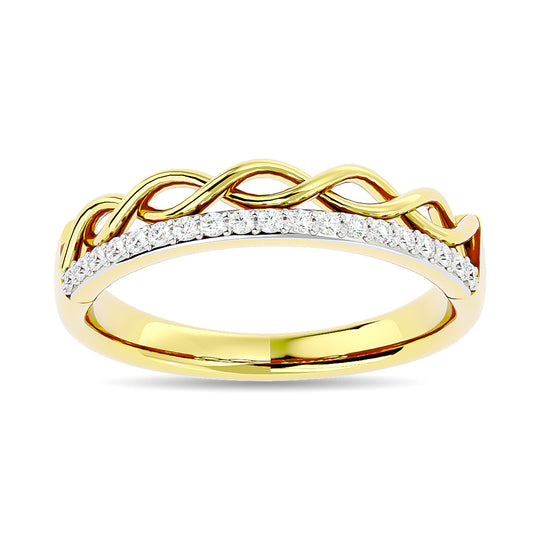 Anillo Apilable con Diamantes de 1/8 qt en Oro Amarillo de 14k