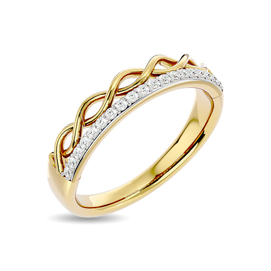 Anillo Apilable con Diamantes de 1/8 qt en Oro Amarillo de 14k