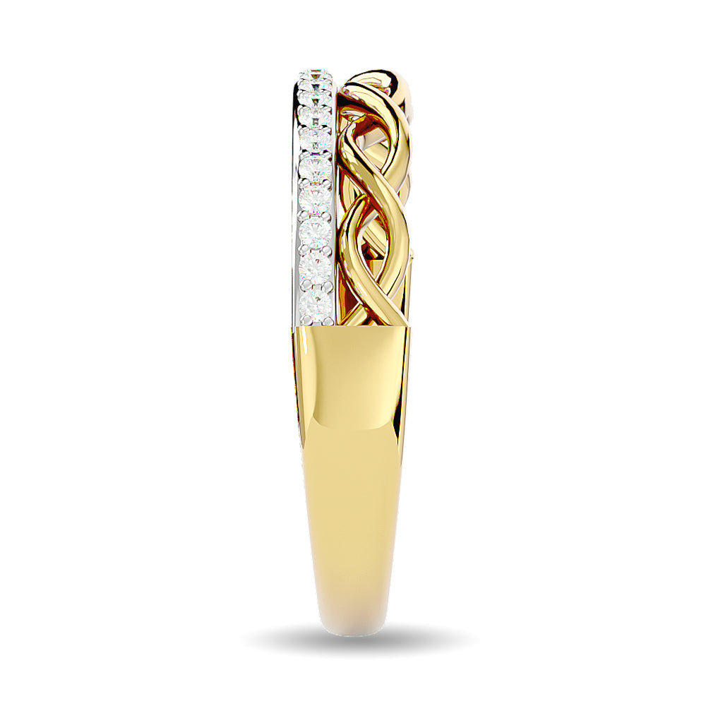 Anillo Apilable con Diamantes de 1/8 qt en Oro Amarillo de 14k