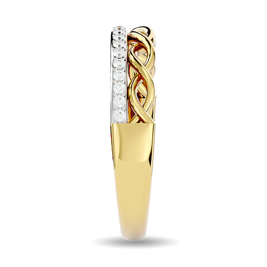 Anillo Apilable con Diamantes de 1/8 qt en Oro Amarillo de 14k