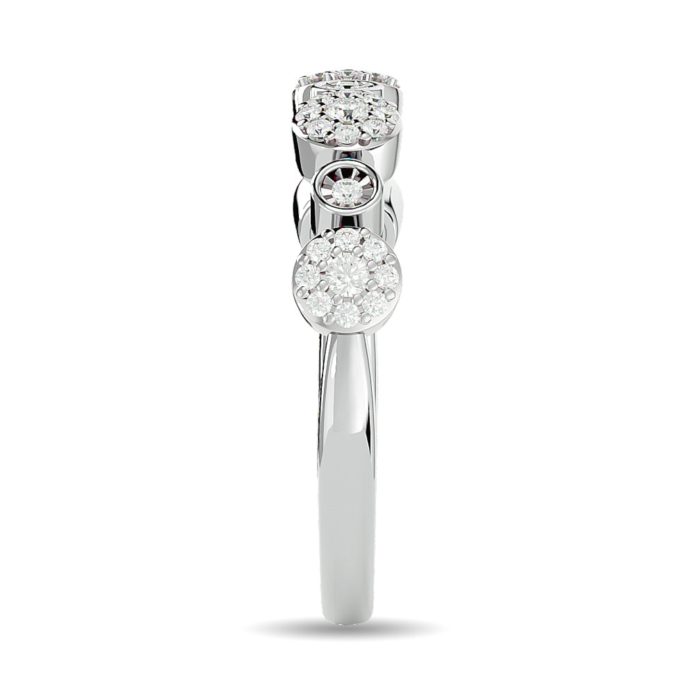 Anillo Apilable con Diamantes de 1/6 qt en Oro Blanco de 14k