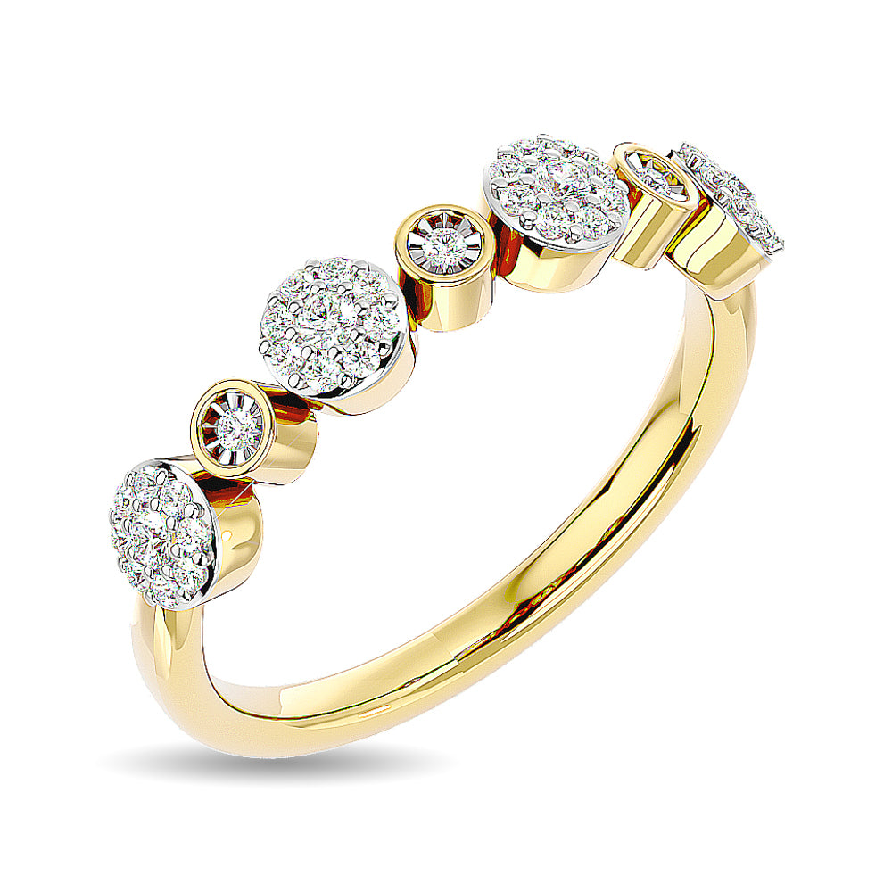 Anillo Apilable con Diamantes de 1/6 qt en Oro Amarillo de 14k