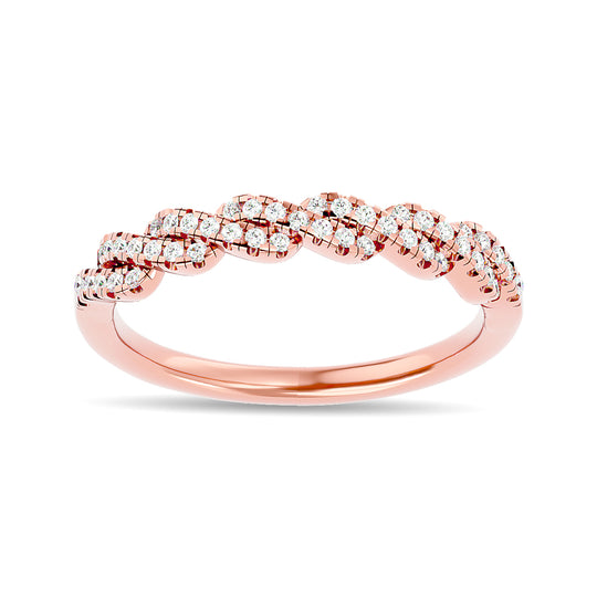 Anillo Apilable con Diamantes de 1/5 qt en Oro Rosa de 14k