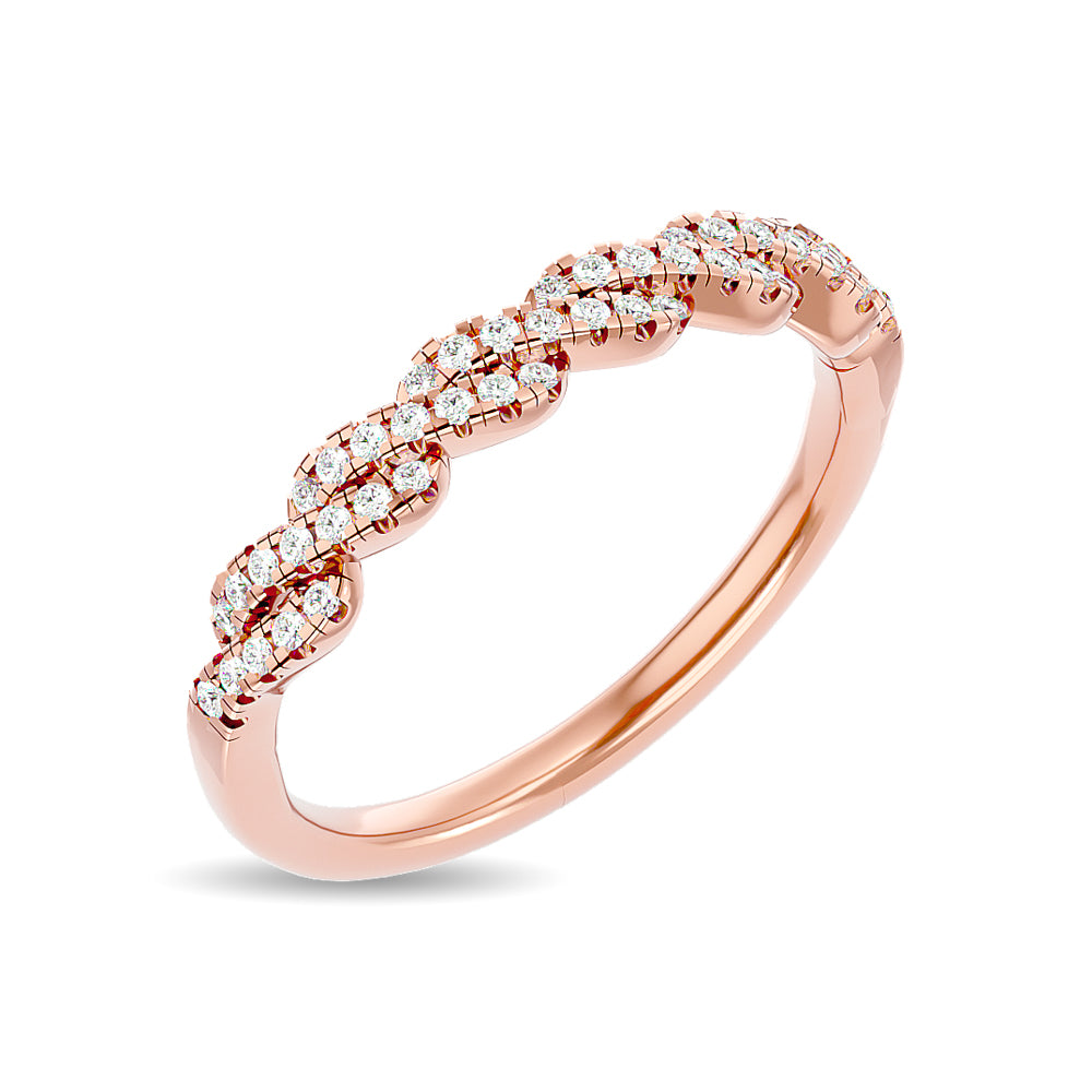 Anillo Apilable con Diamantes de 1/5 qt en Oro Rosa de 14k