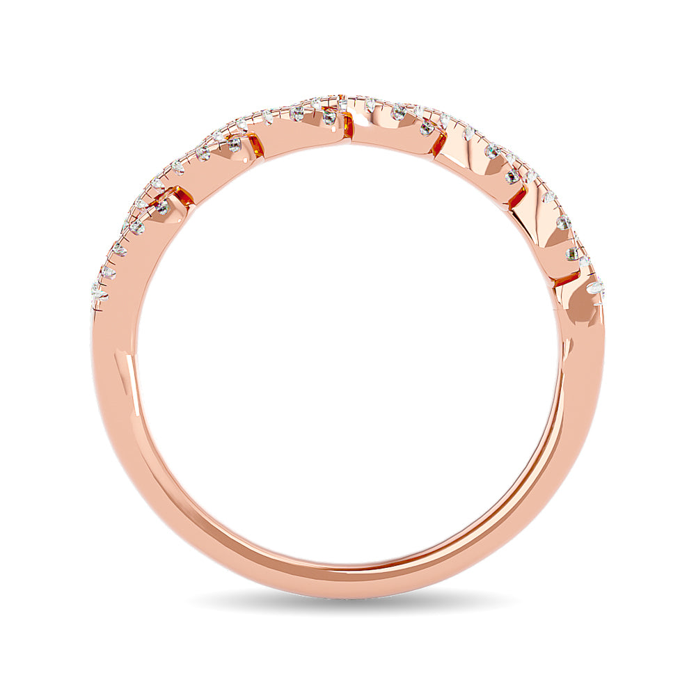 Anillo Apilable con Diamantes de 1/5 qt en Oro Rosa de 14k