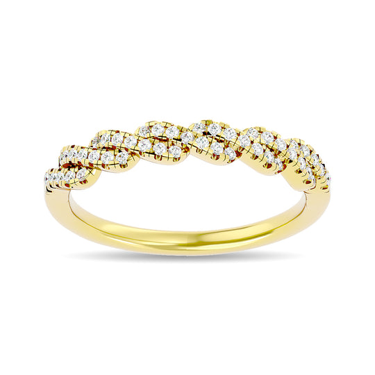 Anillo Apilable con Diamantes de 1/6 qt en Oro Amarillo de 14k