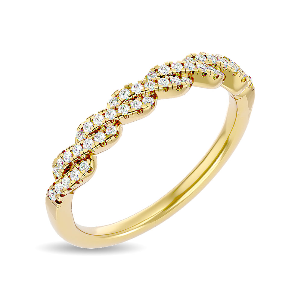 Anillo Apilable con Diamantes de 1/6 qt en Oro Amarillo de 14k