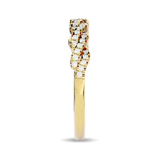 Anillo Apilable con Diamantes de 1/6 qt en Oro Amarillo de 14k