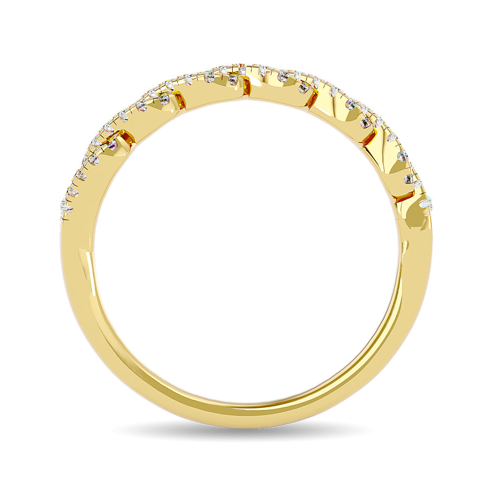 Anillo Apilable con Diamantes de 1/6 qt en Oro Amarillo de 14k