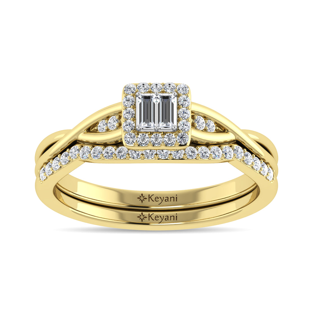 Diamante 1/4 Ct.Tw. Anillo nupcial en oro amarillo de 10 quilates