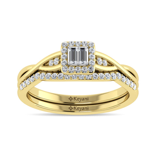 Diamante 1/4 Ct.Tw. Anillo nupcial en oro amarillo de 10 quilates