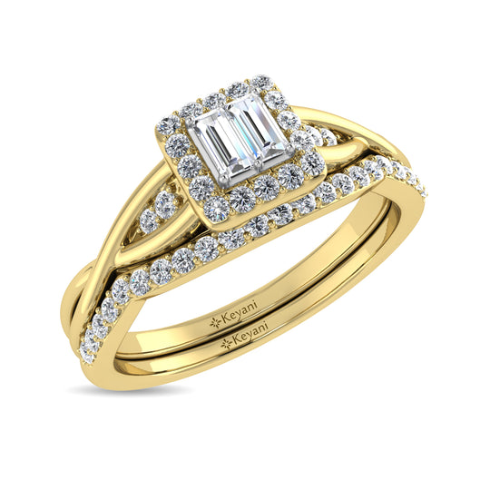 Diamante 1/4 Ct.Tw. Anillo nupcial en oro amarillo de 10 quilates