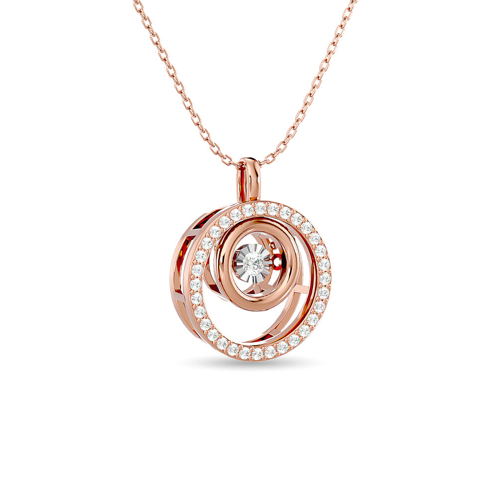 Colgante de moda con diamantes de 1/4 qt total en oro rosado de 14 k