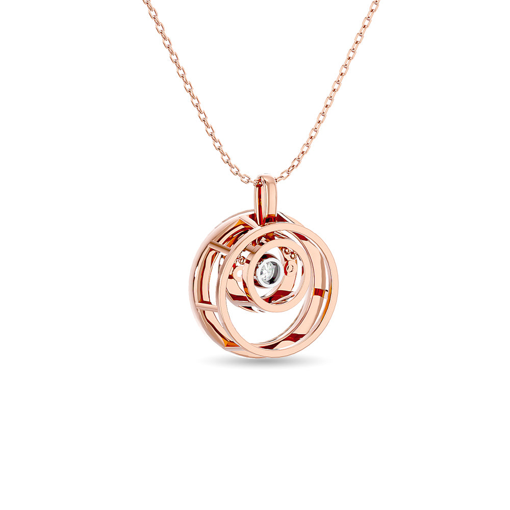 Colgante de moda con diamantes de 1/4 qt total en oro rosado de 14 k