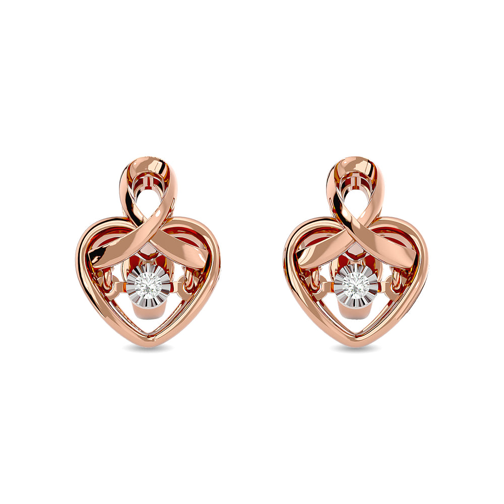 Aretes de Coraz√≥n con Diamantes de 1/20 qt en Plata de Ley