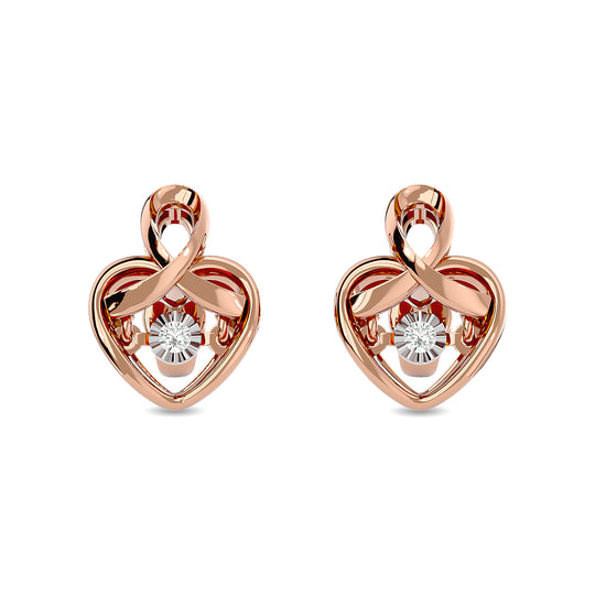 Aretes de Coraz√≥n con Diamantes de 1/20 qt en Plata de Ley