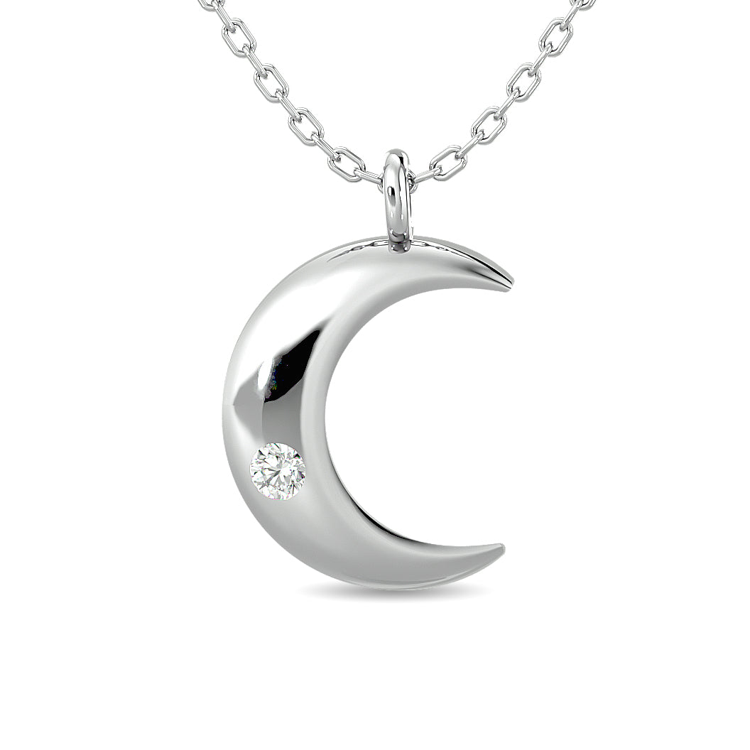 Colgante de luna con diamantes de 1/20 qt total en plata de ley