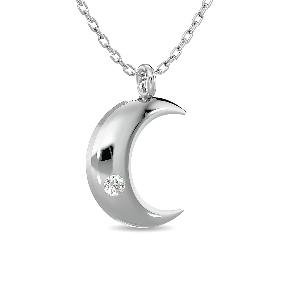 Colgante de luna con diamantes de 1/20 qt total en plata de ley