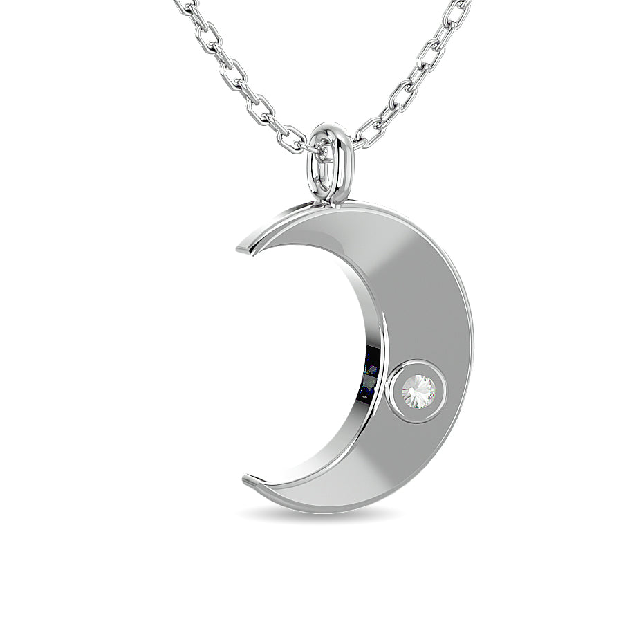 Colgante de luna con diamantes de 1/20 qt total en plata de ley