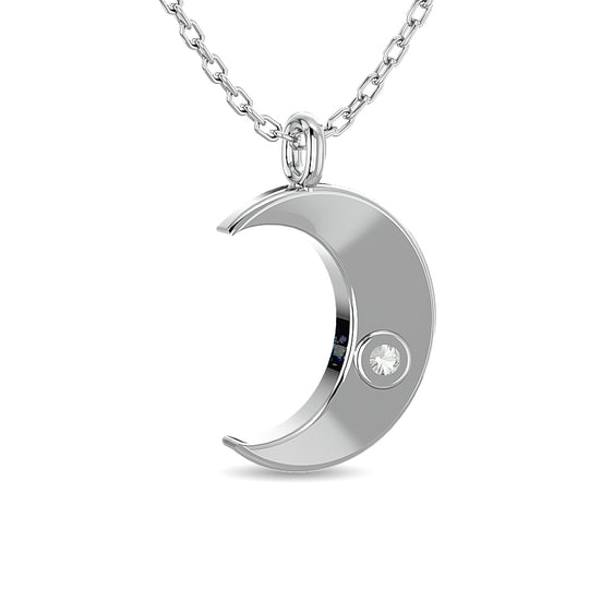 Colgante de luna con diamantes de 1/20 qt total en plata de ley