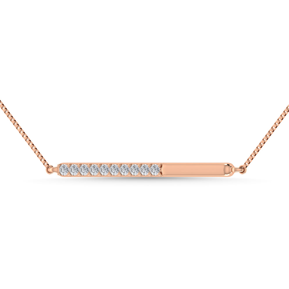 Diamante 1/10 Ct.Tw. Collar con barra en oro rosa de 10 quilates