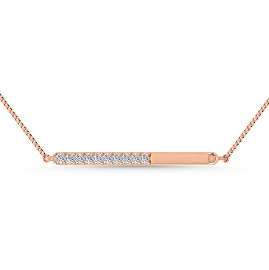 Diamante 1/10 Ct.Tw. Collar con barra en oro rosa de 10 quilates