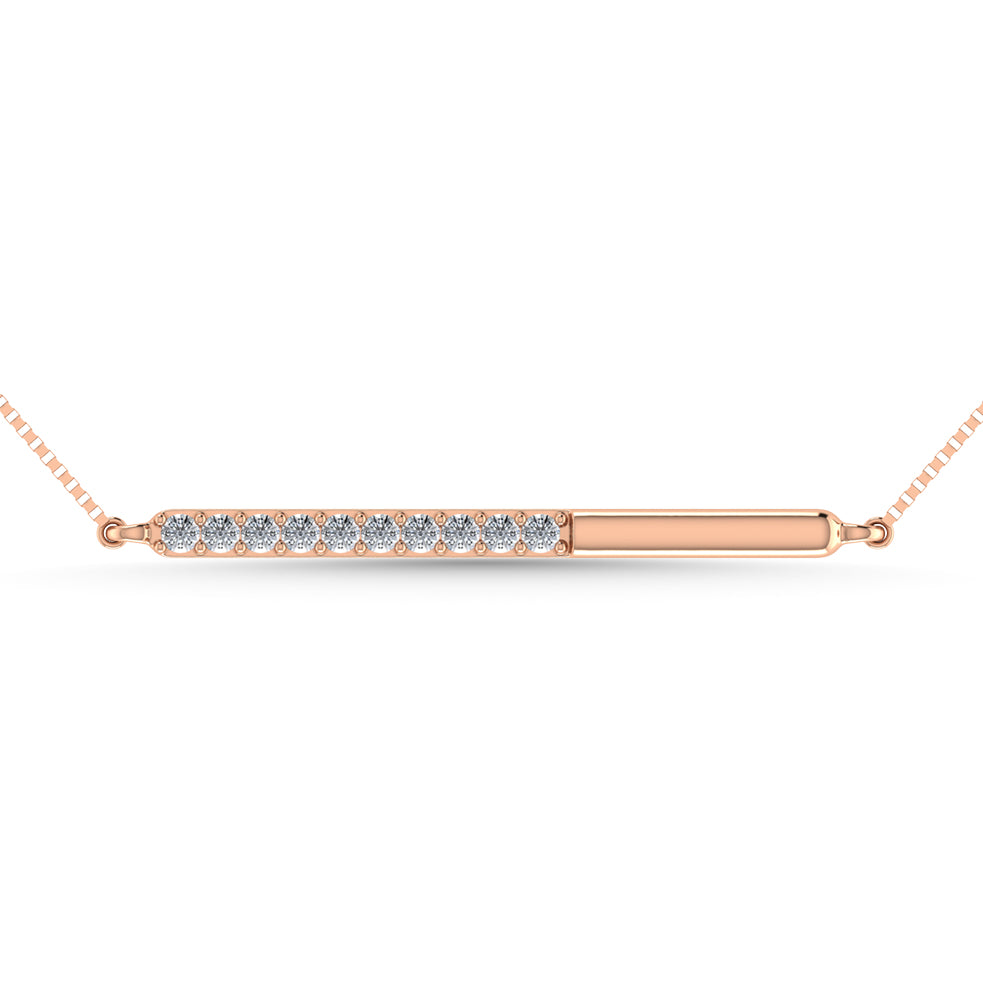 Diamante 1/10 Ct.Tw. Collar con barra en oro rosa de 10 quilates