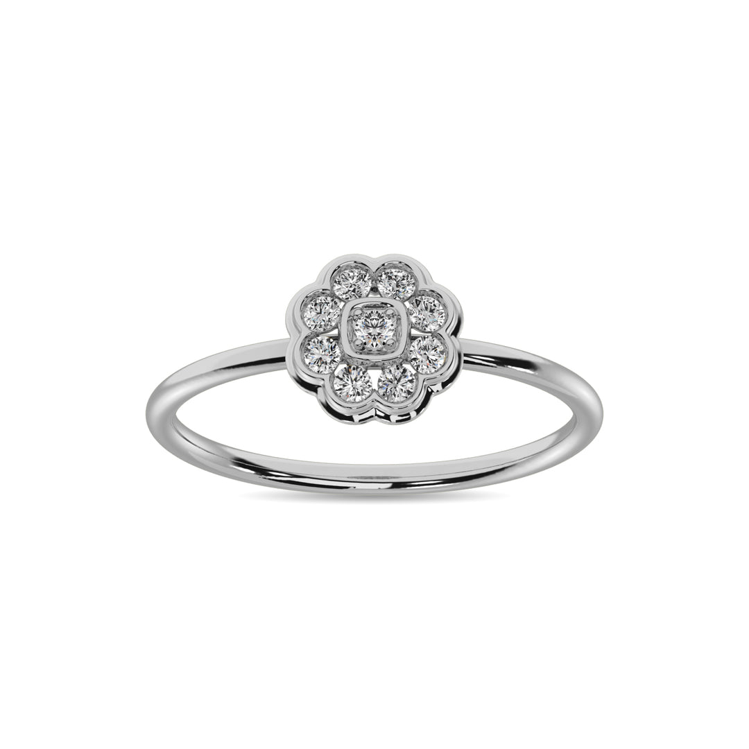 Anillo de Flores con Diamantes de 1/4 qt en Oro Blanco de 10k