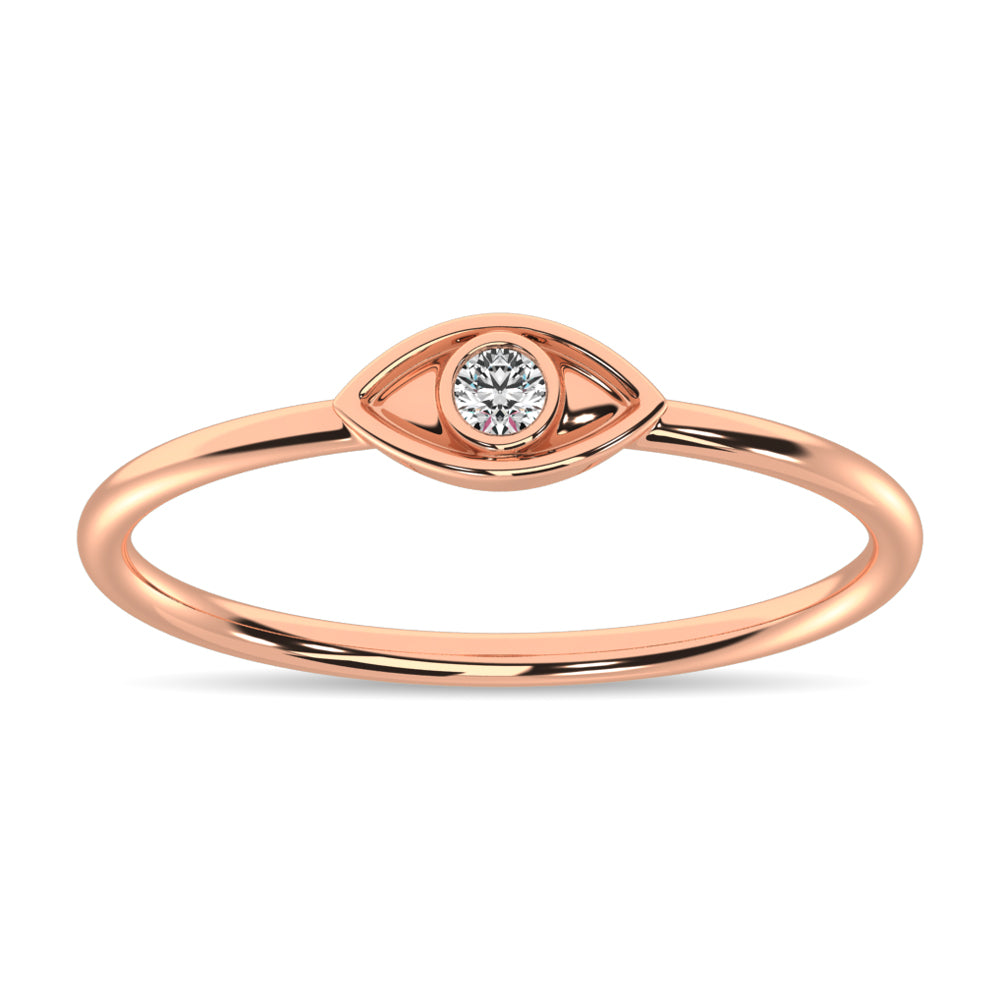 Anillo con Forma de Ojo con Diamante de 1/20 qt en Oro Rosa de 10k