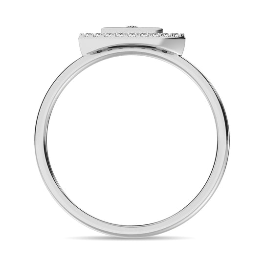 Anillo Moderno de Talla Redonda con Diamantes de 1/10 qt en Oro Blanco de 10k