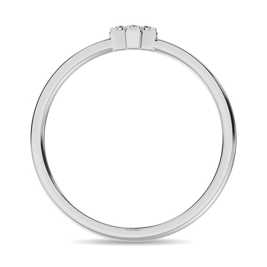 Anillo Cruzado de Talla Redonda con Diamantes de 1/20 qt en Oro Blanco de 10k