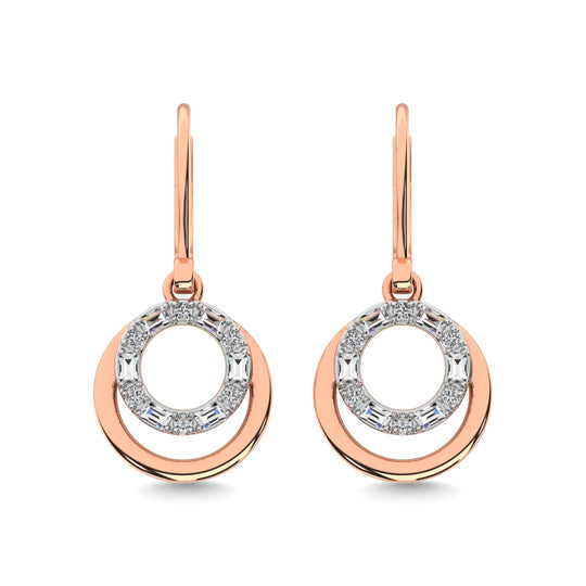 Aretes con Diamantes a la Moda de 1/6 qt en Oro Rosa de 14k