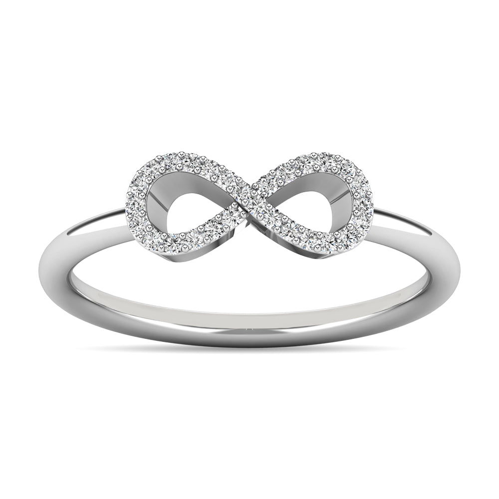 Anillo Infinito con Diamantes de 1/10 qt en Oro Blanco de 10k