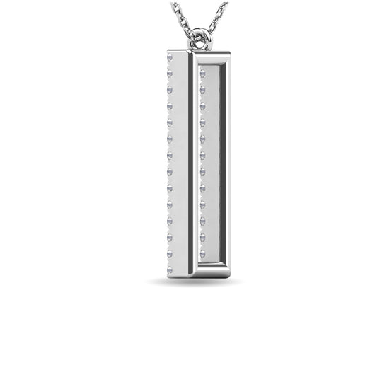 Colgante rectangular con diamantes de 1/8 qt total en oro blanco de 10 k