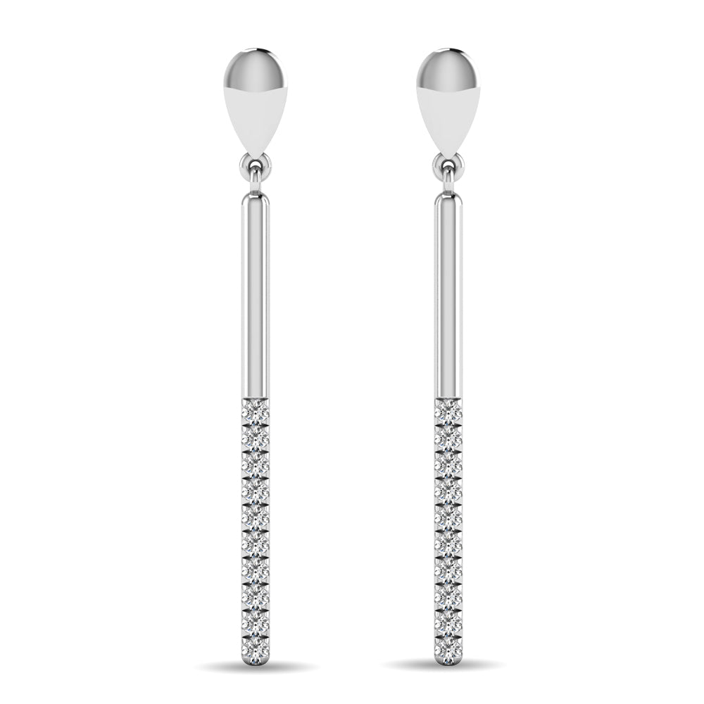 Aretes con Diamantes de 1/5 qt de Di√°metro en Oro Blanco de 10k