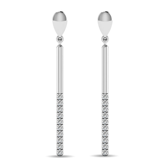 Aretes con Diamantes de 1/5 qt de Di√°metro en Oro Blanco de 10k