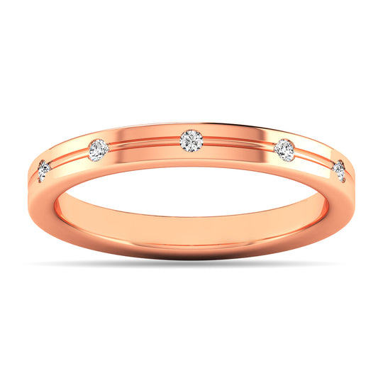 Anillo de Talla Redonda con Diamantes de 1/20 qt en Oro Rosa de 14k