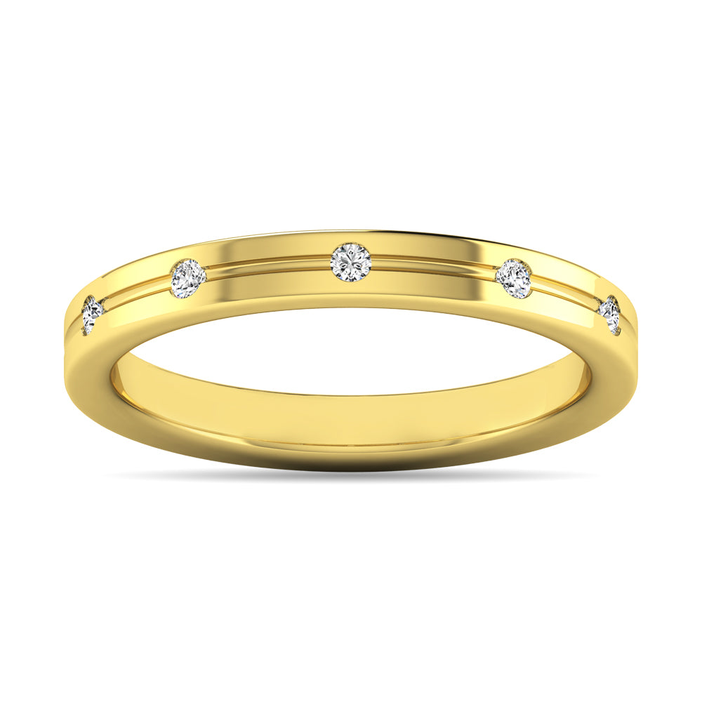 Anillo de Talla Redonda con Diamantes de 1/20 qt en Oro Amarillo de 14k