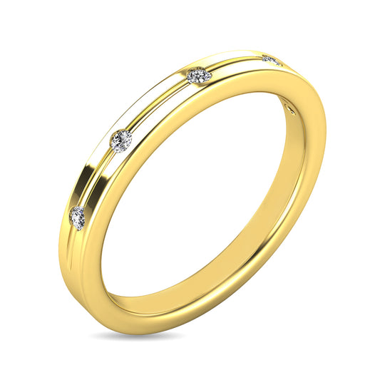 Anillo de Talla Redonda con Diamantes de 1/20 qt en Oro Amarillo de 14k