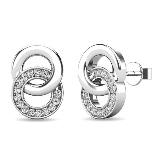 Aretes Circulares con Diamantes de 1/10 qt en Oro Blanco de 10K