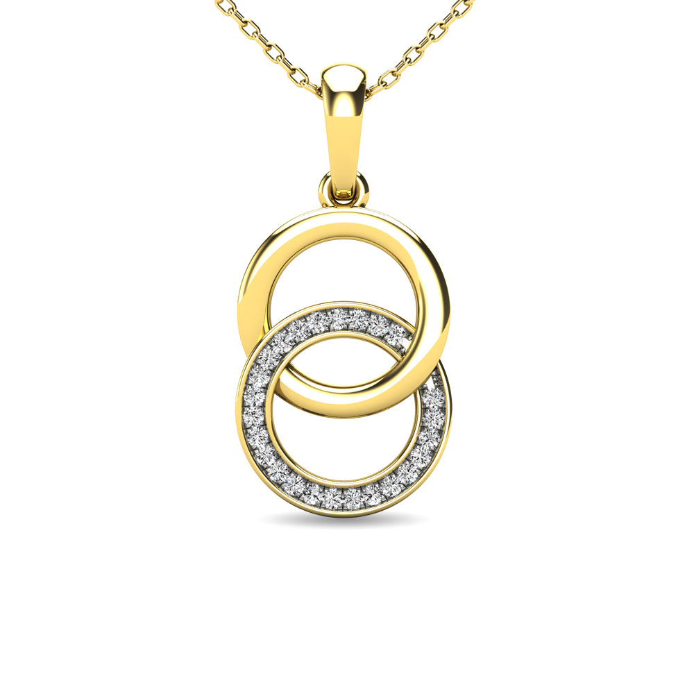 Colgante circular con diamantes de 1/10 qt total en oro amarillo de 10 k