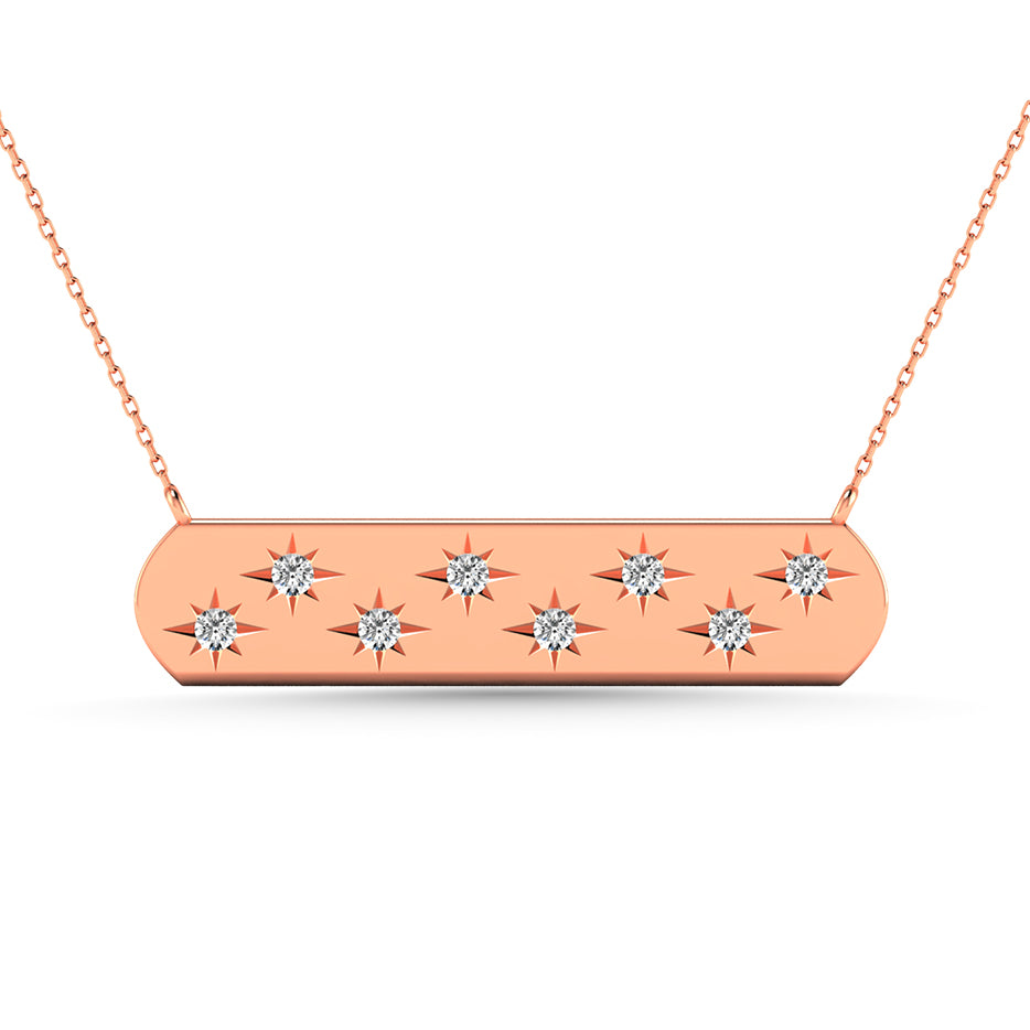 Diamante 1/8 Ct.Tw. Collar con barra en oro rosa de 10 quilates