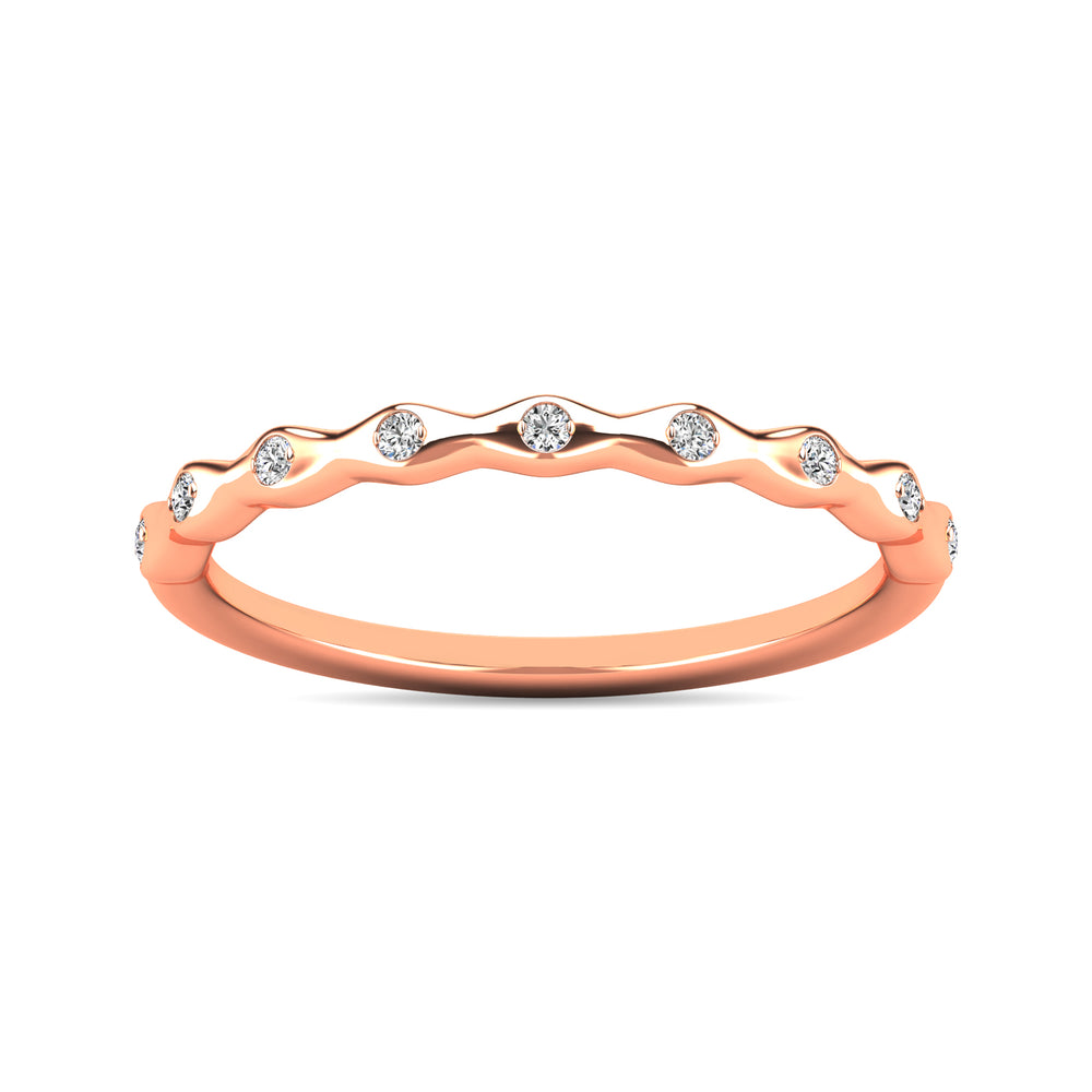 Anillo Apilable con Diamantes de 1/10 qt en Oro Rosa de 14k