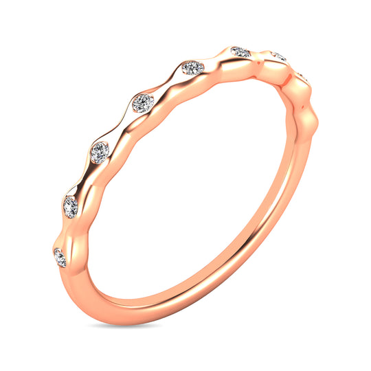 Anillo Apilable con Diamantes de 1/10 qt en Oro Rosa de 14k