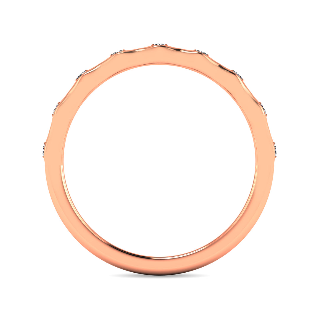 Anillo Apilable con Diamantes de 1/10 qt en Oro Rosa de 14k