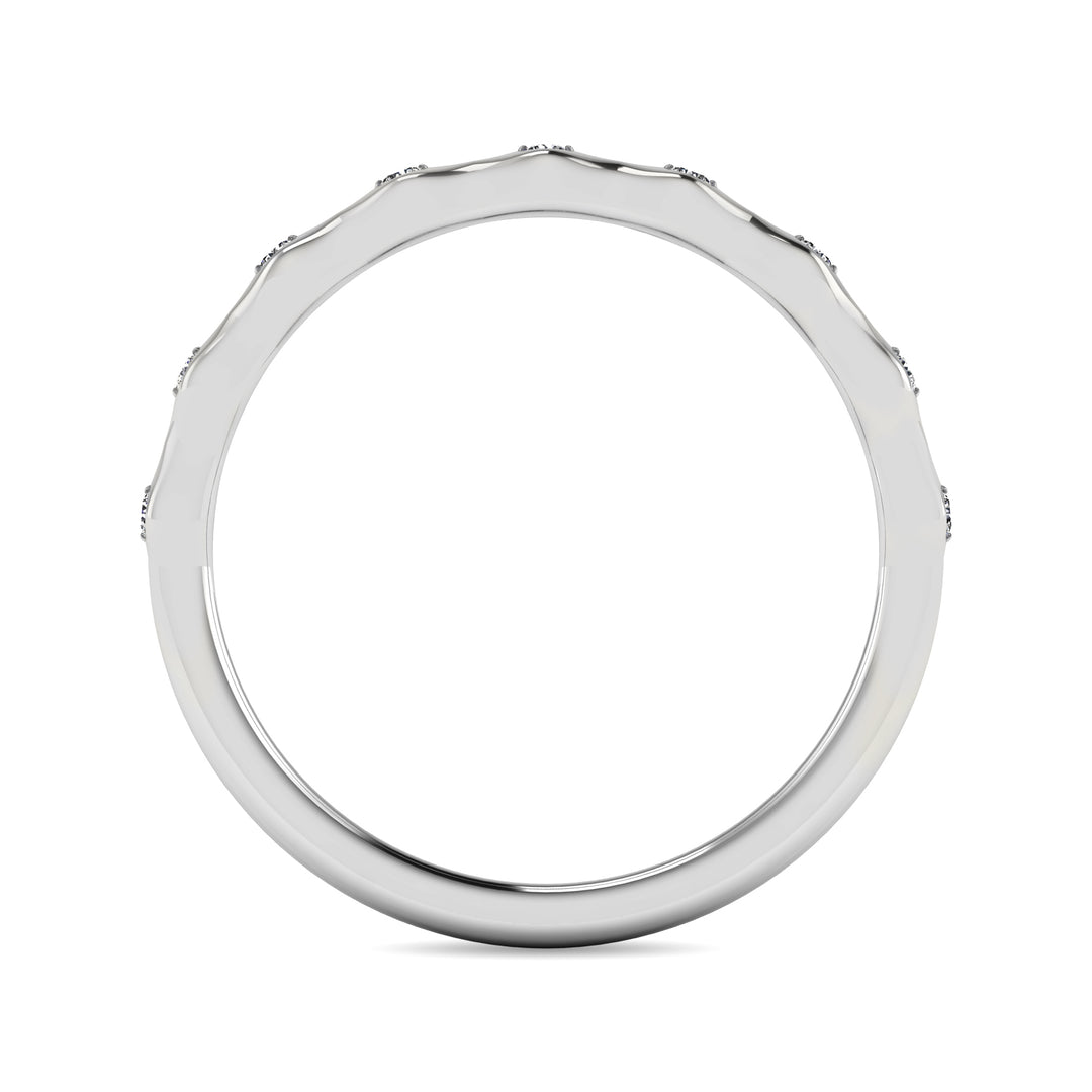 Anillo Apilable con Diamantes de 1/10 qt en Oro Blanco de 10k