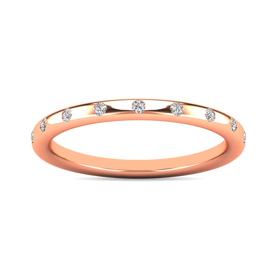 Anillo Apilable con Diamantes de 1/10 qt en Oro Rosa de 14k